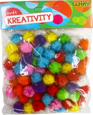 Brillantes bolitas pom pom de 15 mm, mezcla de colores, 80 uds.