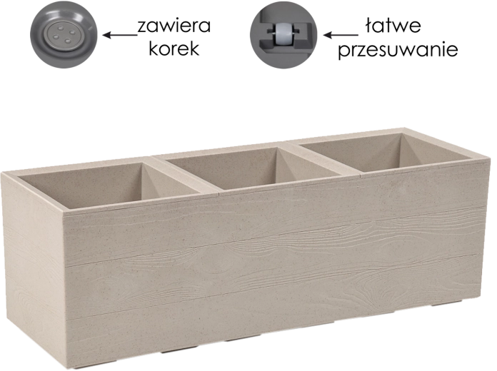 Macetero Karo 90 × 30 cm Coffee Latte con ruedas
