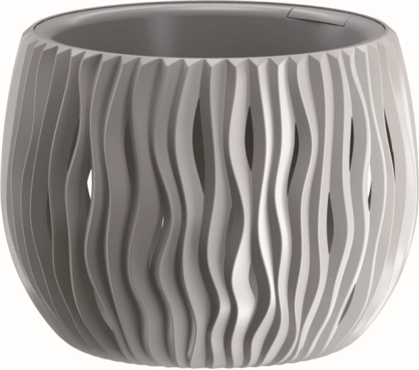 Maceta Sandy Bowl con inserto 18 cm – piedra gris