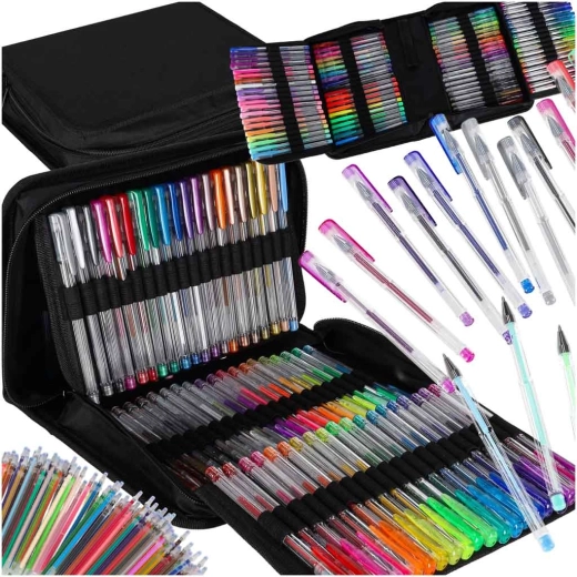 Bolígrafos de gel de colores en estuche 100 uds + 100 recambios