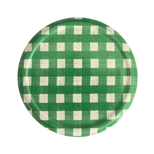Tapa para conservas RTS de 82 mm con diseño de cuadros verdes