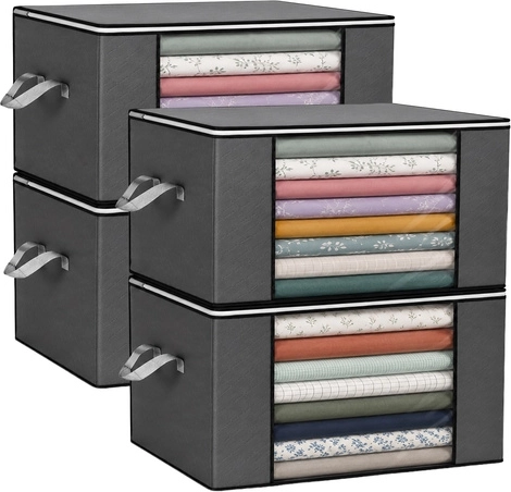 Ruhhy fundas para ropa de cama y ropa 60 × 40 × 35 cm, set de 4 uds (84 l)