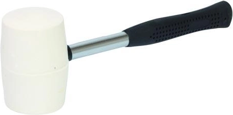 Mazo de goma de 750 g con cabeza blanca, diámetro 65 mm, mango de plástico