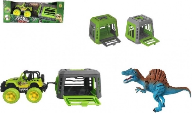 Jeep con remolque y dinosaurio – juguete de plástico