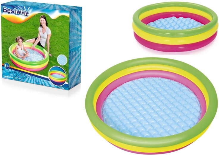 Piscina infantil hinchable Bestway con fondo blando, 3 aros (102 × 25 cm)