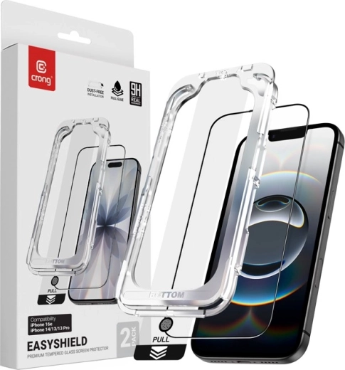 Protector de pantalla de vidrio templado EasyShield 2-Pack para iPhone 16e / iPhone 14 / iPhone 13 / iPhone 13 Pro (2 uds.)