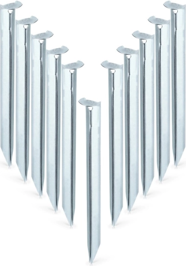 Piquetas de tienda metálicas 23 cm – set de 10 uds