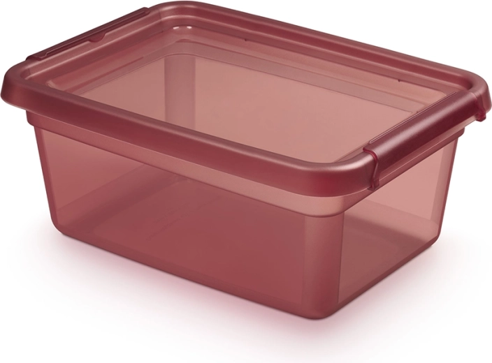 BASESTORE caja de almacenamiento de plástico con tapa y clips laterales 12,5 l Rhubarb