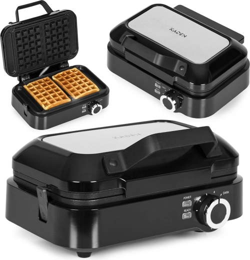 Gofrera para 2 gofres grandes con revestimiento antiadherente y control de temperatura 1200 W KADEN