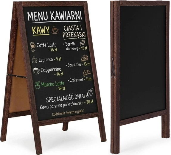 Tablero publicitario de doble cara tipo caballete 83 × 50 cm con superficie de tiza ModernHome