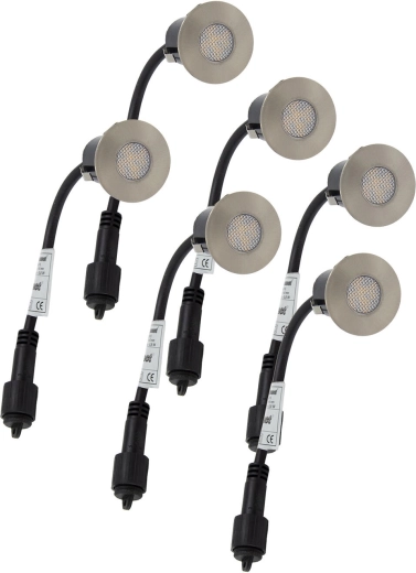 Luminaria LED empotrable para madera 4,5 cm, 0,2 W, IP67, set de 6 uds.