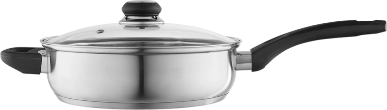 Altom Design Emilio sartén profunda de acero inoxidable con tapa 24 cm, 2,8 l