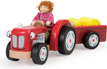 Tidlo tractor de madera con remolque