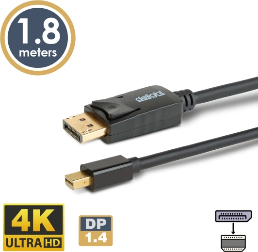Cable DisplayPort a Mini DisplayPort 1.4 4K, 1,8 m