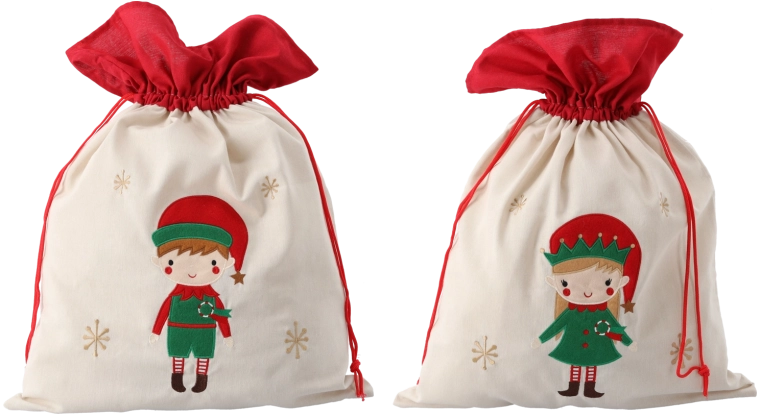Saco de regalo 45 × 60 cm beige, mix de diseños de elfo
