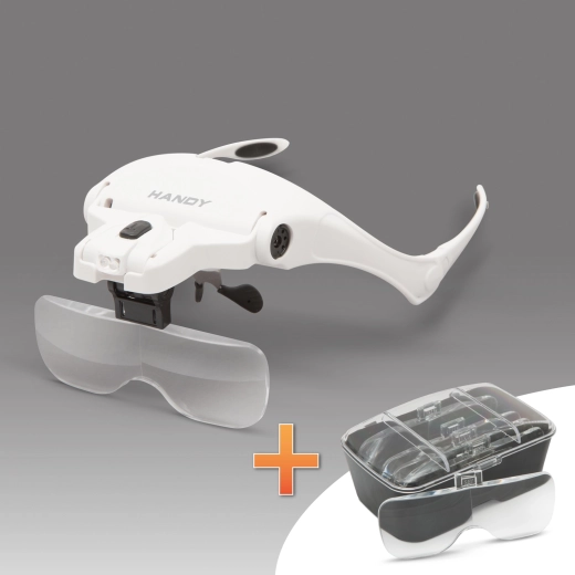 Lupa frontal con iluminación LED y juego de lentes