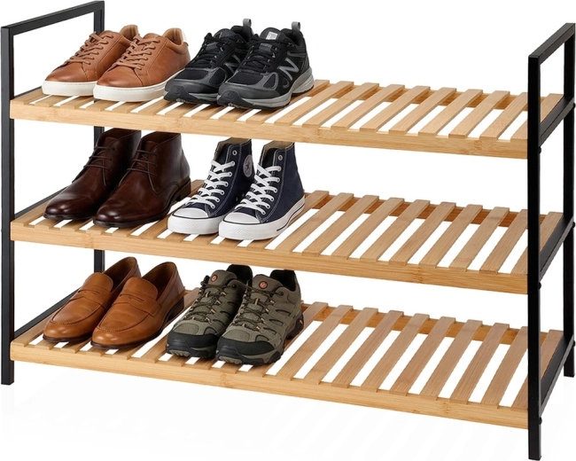 Zapatero de bambú Storage Solutions con 3 estantes 70 × 30 × 48 cm - 1 pieza