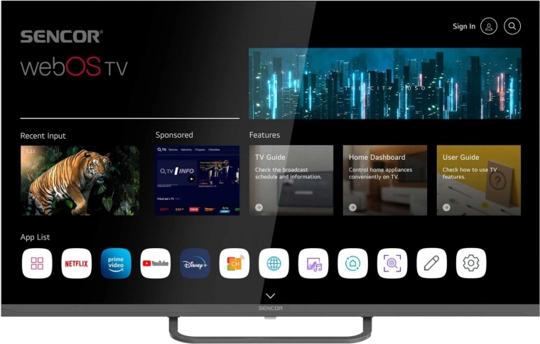 Televisor LED Sencor 32" smart webOS con Wi‑Fi y Bluetooth