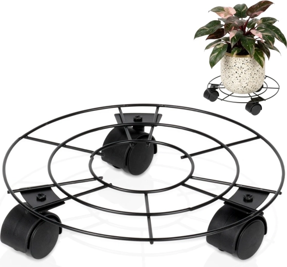 Vilde soporte metálico con ruedas para maceta, negro, 25 cm