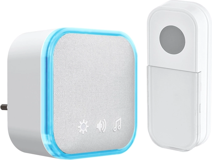 Timbre inalámbrico Solight para enchufe con alcance de 180 m, blanco
