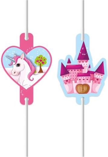 Pajitas de papel Unicornio, 4 uds.