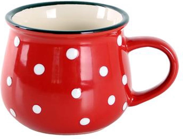 Taza de cerámica roja con lunares blancos 230 ml