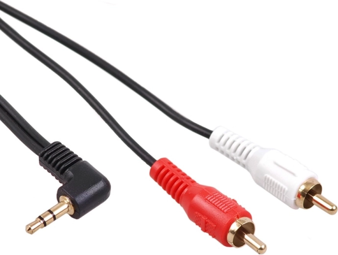 Cable mini jack de 3,5 mm acodado a 2× RCA 1 m MCTV negro