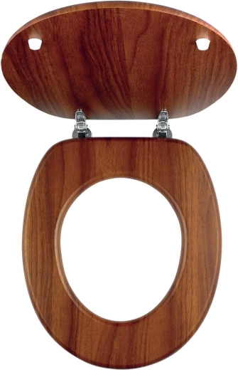 Asiento de WC de roble oscuro de MDF chapado