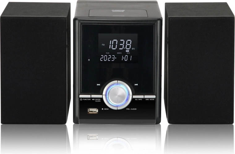 Microcadena en torre con Bluetooth, CD y USB – negro