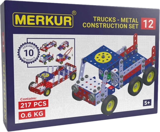 Kit de construcción metálico Merkur, vehículo de remolque, 217 piezas
