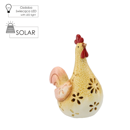 Figura de jardín de gallina con iluminación LED