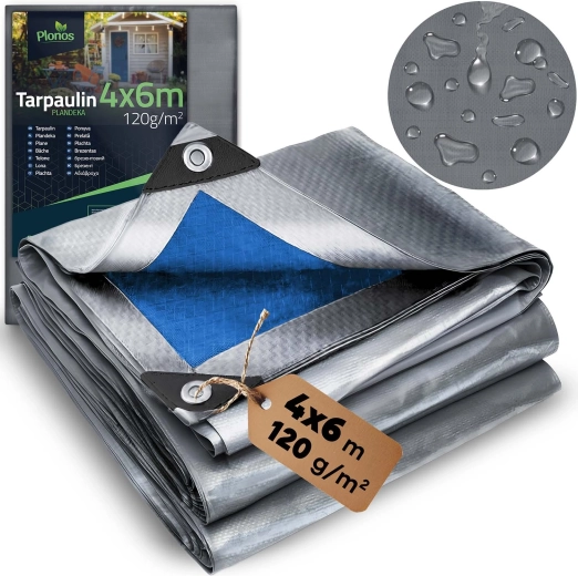 Lona HDPE 400 × 600 cm 120 g/m² plateado-azul
