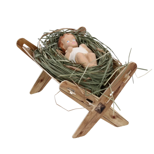 Figura del Niño Jesús en el pesebre pequeña, multicolor