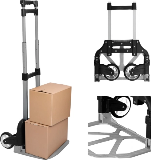 Carretilla de transporte plegable de dos ruedas para almacén 75 kg - 1 pieza