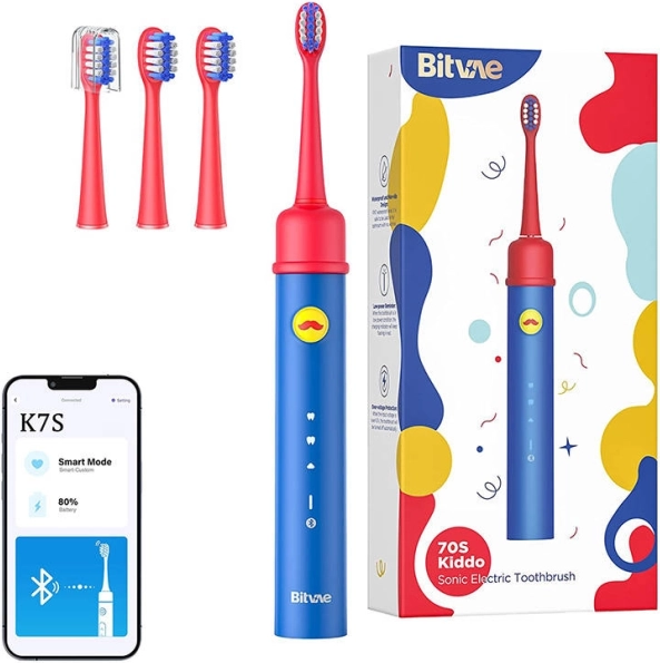 Cepillo de dientes sónico infantil con app BITVAE, azul