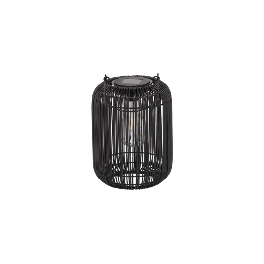 Farolillo solar metálico para jardín de 24 cm, negro