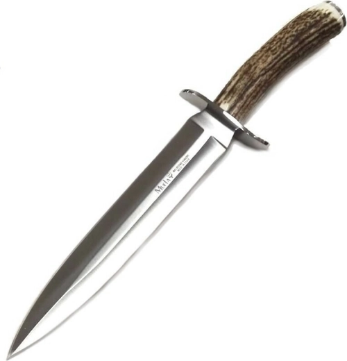 Muela Vikingo 23A daga de caza con empuñadura de asta y funda de cuero, hoja 23 cm