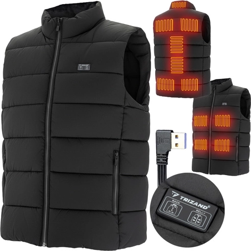 Chaleco calefactable Trizand por USB, 11 zonas de calefacción, talla L