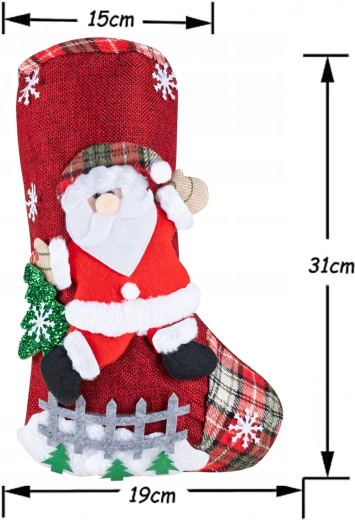 Calcetín navideño para regalos junto a la chimenea - 1 unidad
