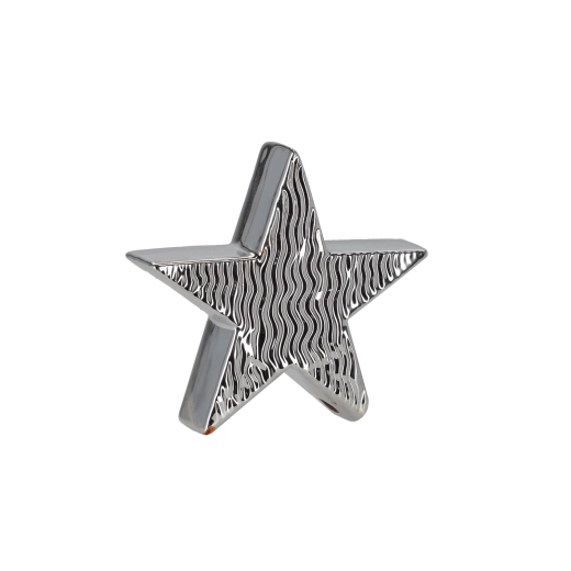 Figura decorativa navideña estrella plateada 13,5 × 4 × 12,8 cm