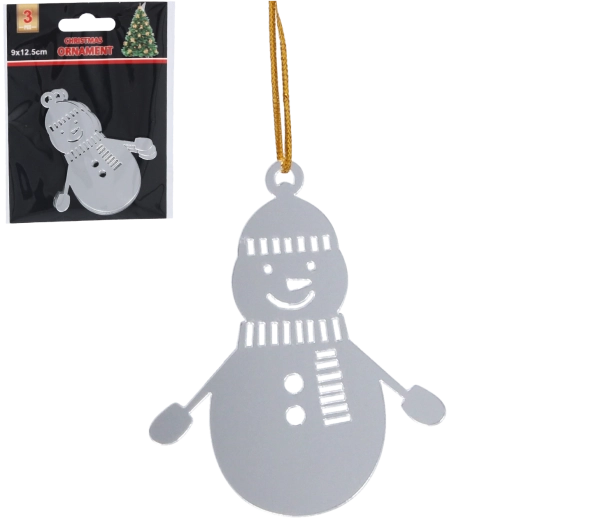 Set de adornos navideños plateados en forma de copo de nieve, 3 uds.