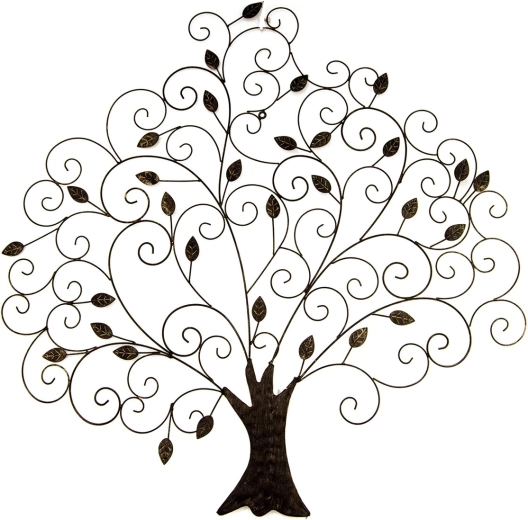 Decoración de pared metálica árbol gris 82 × 82 cm