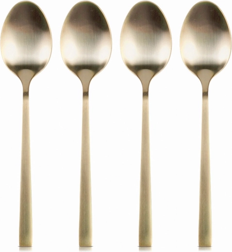Cucharillas de té doradas de acero inoxidable, juego de 4 unidades
