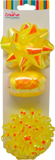 Set de regalo dorado con brillo iridiscente – cinta de 10 m y 2 lazos