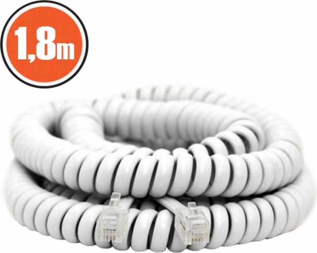 Cable telefónico espiral de 1,8 m blanco