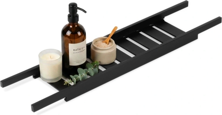 Estantería de bambú para bañera Vilde negra 68 cm - 1 pieza