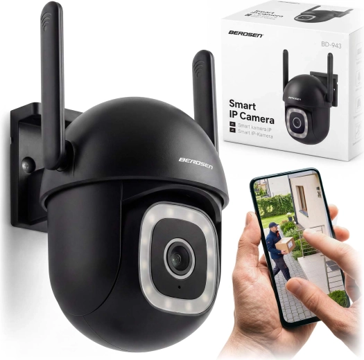Cámara IP Wi‑Fi exterior giratoria Berdsen 5 MP con detección de personas y sirena
