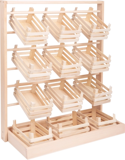Expositor de venta de madera con cajas small foot