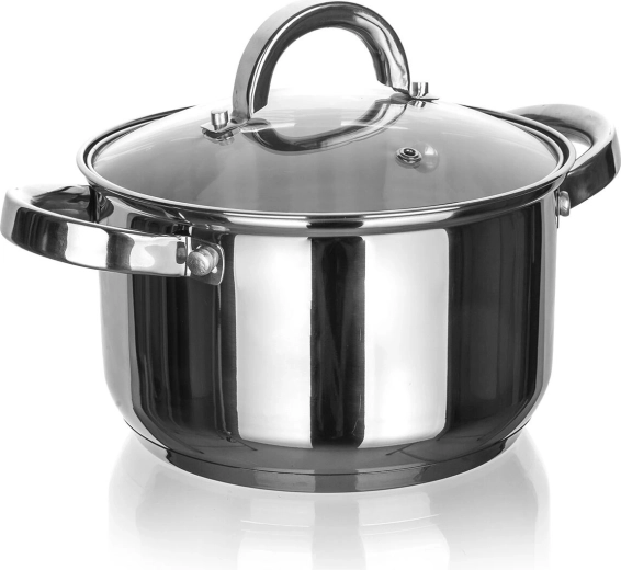 Olla de acero inoxidable 24 cm con tapa de cristal 6,1 l CUISINO