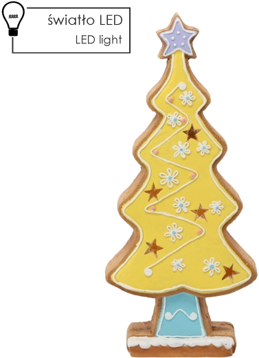 Figura navideña: árbol de jengibre con iluminación LED amarilla 53,6 cm